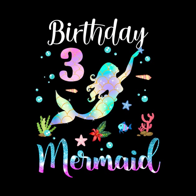 3 Years Old Birthday Mermaid Happy 3rd Birthday by Vintage White Rose Bouquets