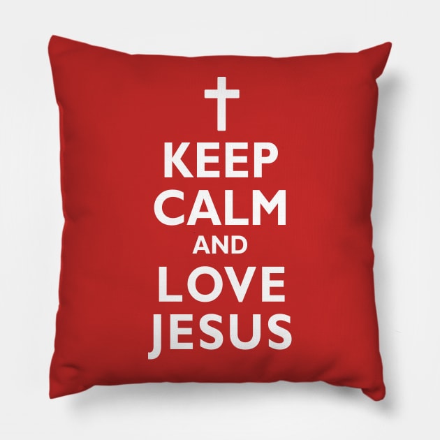 Keep Calm and LOVE JESUS Christian Faith Cross Pillow by TeeCreations