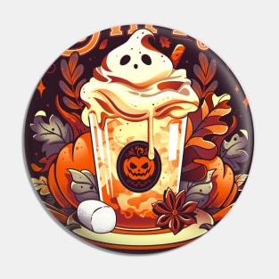 Ghostly Pumpkin Spice - Cute Food Pin