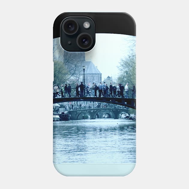 Amsterdam city view of canals bridge and buildings Phone Case by marghe41