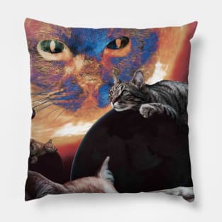 Cat Universe Galaxy Kitten Planets Solar Sun Earth Funny Pillow