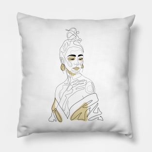 One line art female 2 Pillow