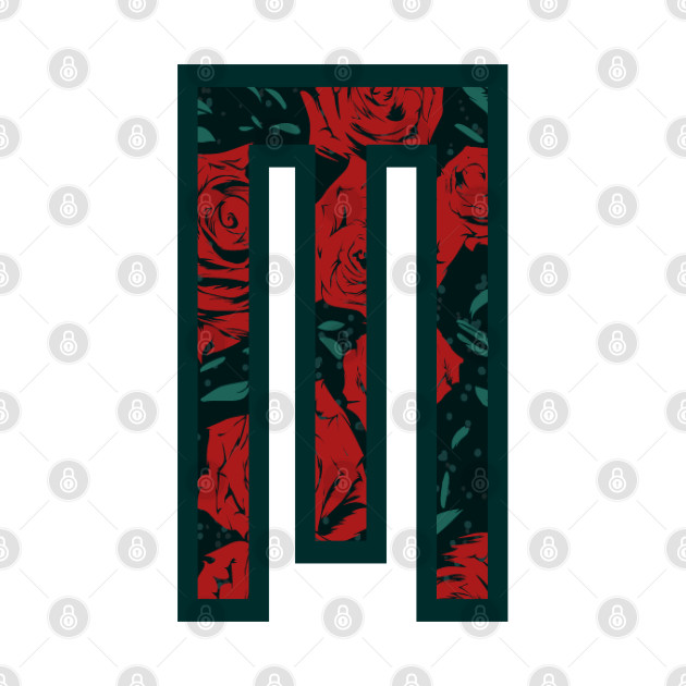 Modern Rose Floral Initial Name Alphabet - Letter M by BroxArtworx