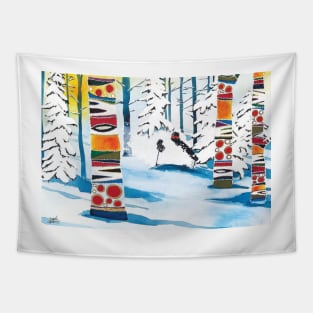 Skiing In Freshie Forest Tapestry