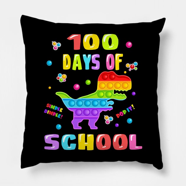 Happy 100 Days Of School And Still Poppin It 100th Day T rex Pillow by medrik