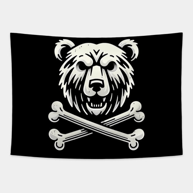 Jolly Roger Pirateflag Bear Skull Crossbones Tapestry by TaevasDesign