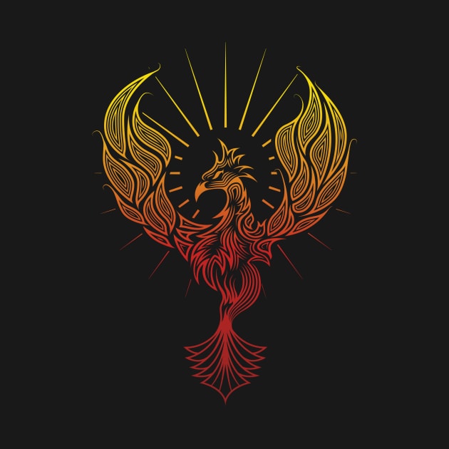 Tribal Phoenix Bird Rising Through Fire by Pangea5