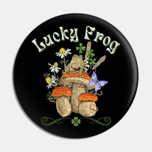 St Patrick's Day Lucky Frog, Goblincore Aesthetics Irish Day Pin