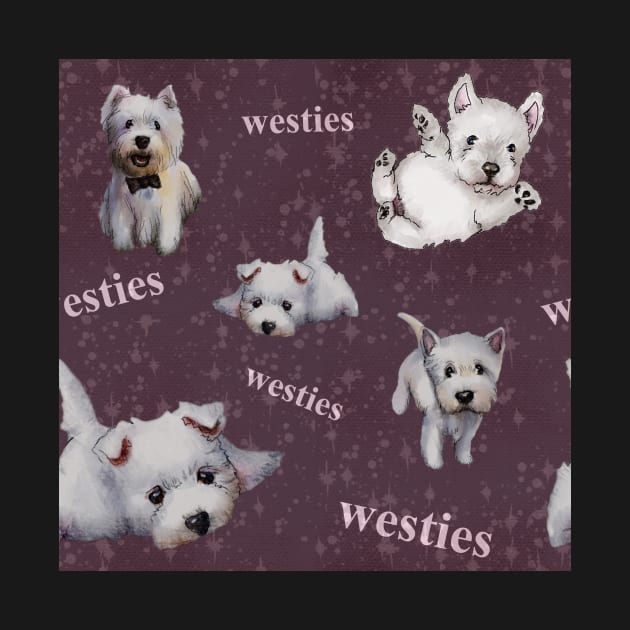 Westies mom dark purple pattern by ArtInPi