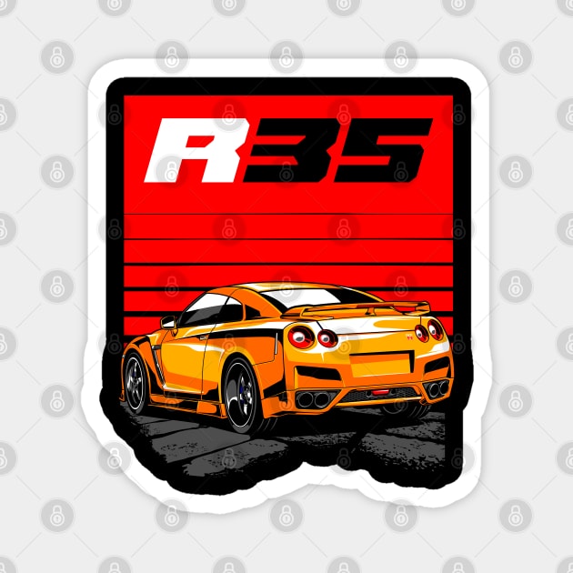 Nissan GTR 35 Orange Magnet by aredie19