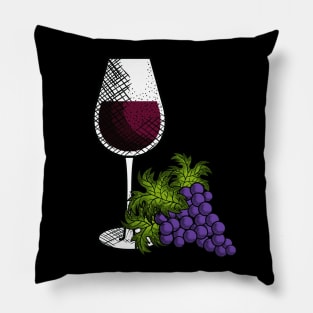 Glass Of Wine And Grapes Pillow