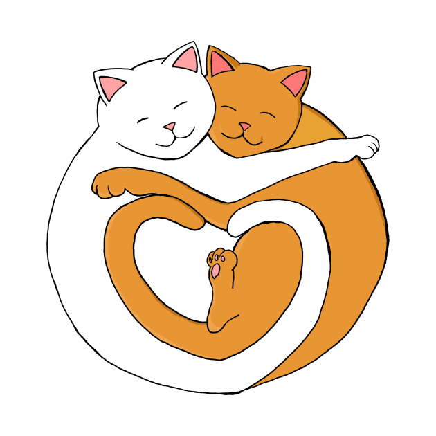 Valentine's Heart Cats Orange and White All You Need is Snugs by xenotransplant