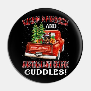 Warm Snuggles And Australian Kelpie Cuddles Ugly Christmas Sweater Pin