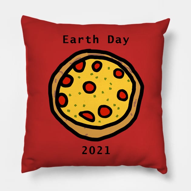 Pizza for Earth Day 2021 Pillow by ellenhenryart