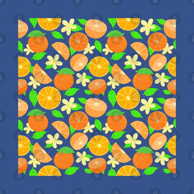 Orange fruit pattern - blue by Juliana Costa