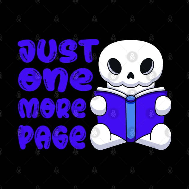 Just One More Page Cute Skull Reading a Book by AgataMaria