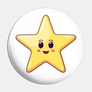 Cartoon Kawaii Golden Star with Cheerful Face Pin