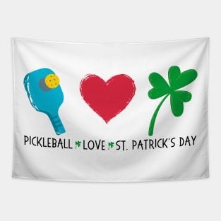 Pickleball Paddle Love Heart Shamrock St Patrick's Day Tapestry