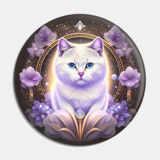 Symbolic White British Shorthair Pin