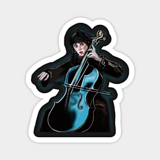 Wednesday Friday Addams Playing Cello Magnet