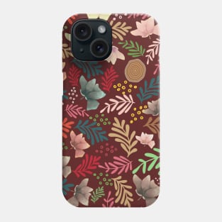 Colorful Flowers And Leaves Pattern Design Phone Case