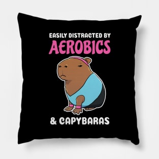 Easily Distracted by Aerobics and Capybaras Cartoon Pillow