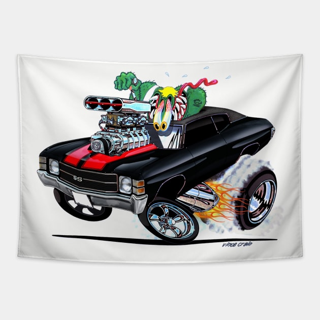 MONSTER MUSCLE Black n Red 1971 Chevelle Tapestry by vincecrain