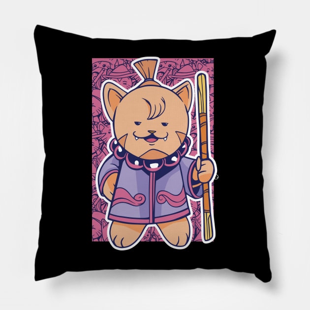 D&D Monk Class Kawaii Cat Pillow by Sunburst