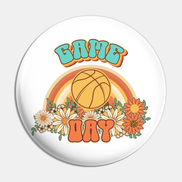 Groovy Basketball mom Retro game day gift for funny mother Vintage floral pattern Pin by HomeCoquette