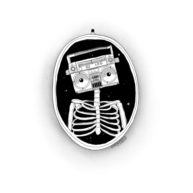 Radio + silly skeleton by Gummy Illustrations