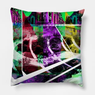 mazatlan streets in urban landscape collage art Pillow