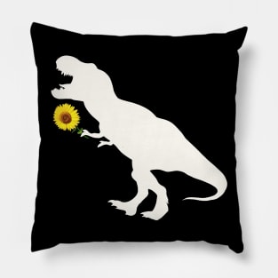 Sunflower and T rex dinosaur Pillow