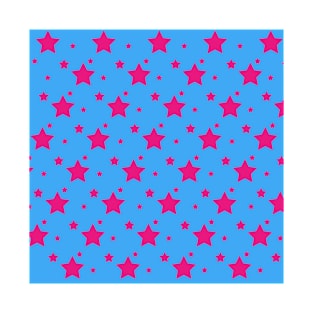 Pink Stars on Blue T-Shirt