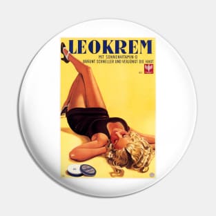 LEOKREM German Skincare Cream Lotion Sexy Legs Retro Advertising Pin