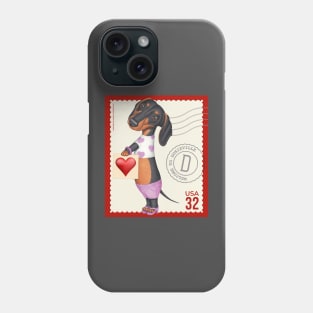 Cute Doxie Dachshund posing in pretty purple outfit Phone Case