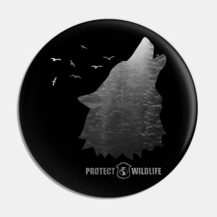 Protect Wildlife - Nature - Wolf Silhouette Pin