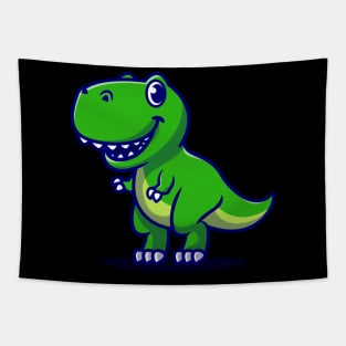 Cute Baby Dino Cartoon Illustration Tapestry