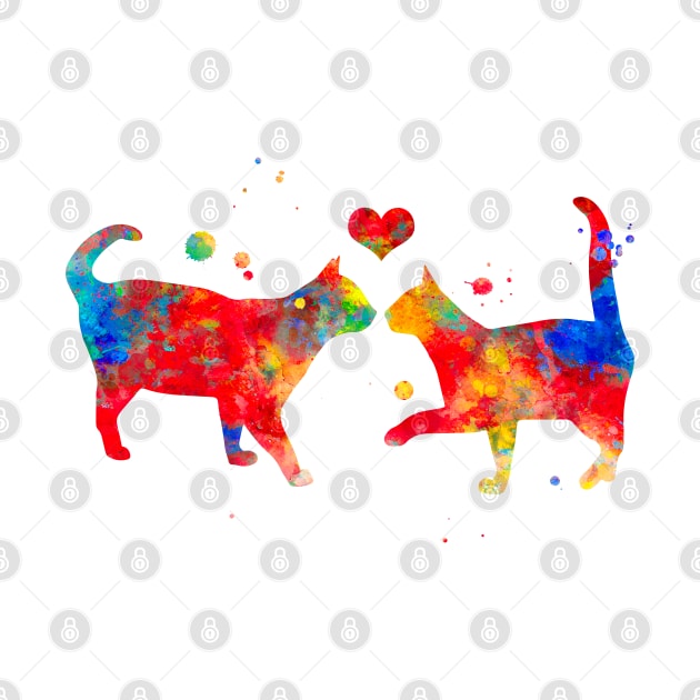 Love Cats Watercolor Painting by Miao Miao Design