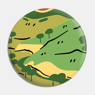 Red sun on the mountain Pin