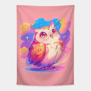 Cute owl with vivid colors Tapestry