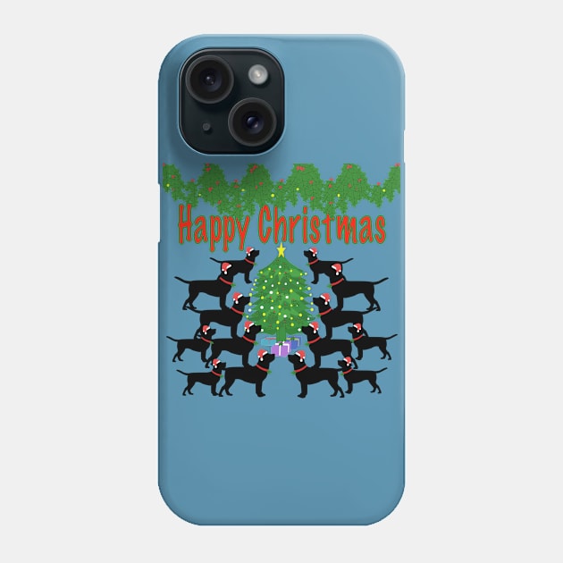 Black labradors at Christmas Phone Case by designInk