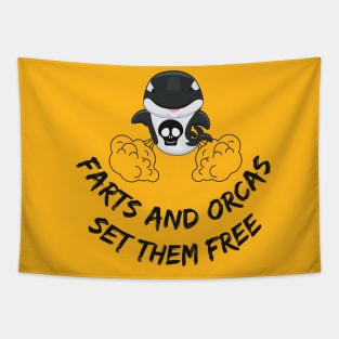 Farts And Orcas Set Them Free Cute Tapestry