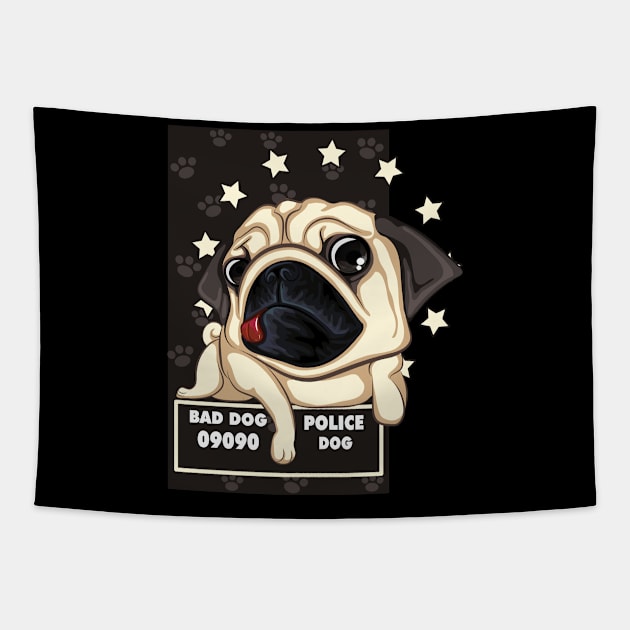 BAD DOG PUGPETGIFT FOR DOG LOVER Tapestry by jenneketrotsenburg