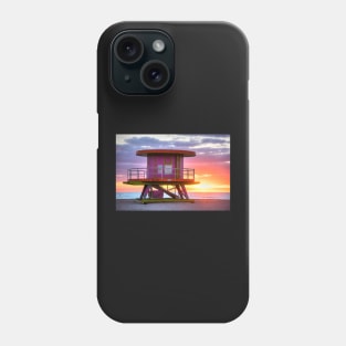 Miami Beach Round Life Guard House Sunrise Phone Case