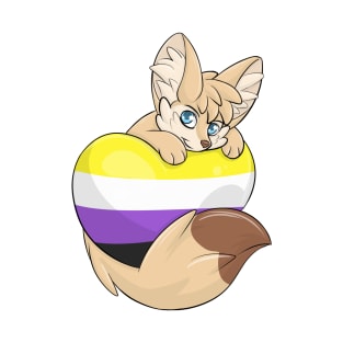 Non Binary-Flag with a Fennec Fox T-Shirt