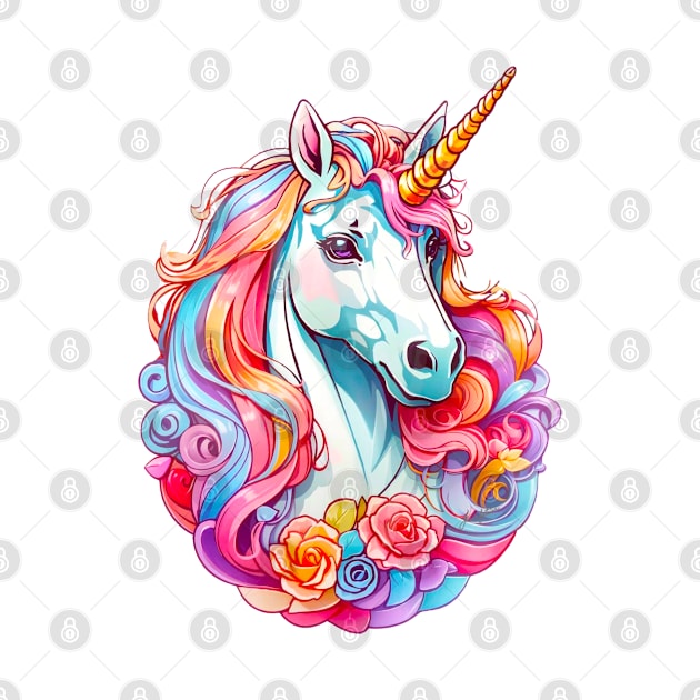 Rainbow Dream Unicorn Floral by Ratherkool