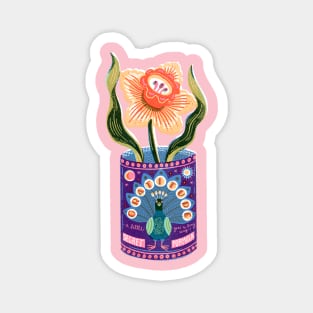 Self Care Spring Gratitude Tin Can Peacock Magnet