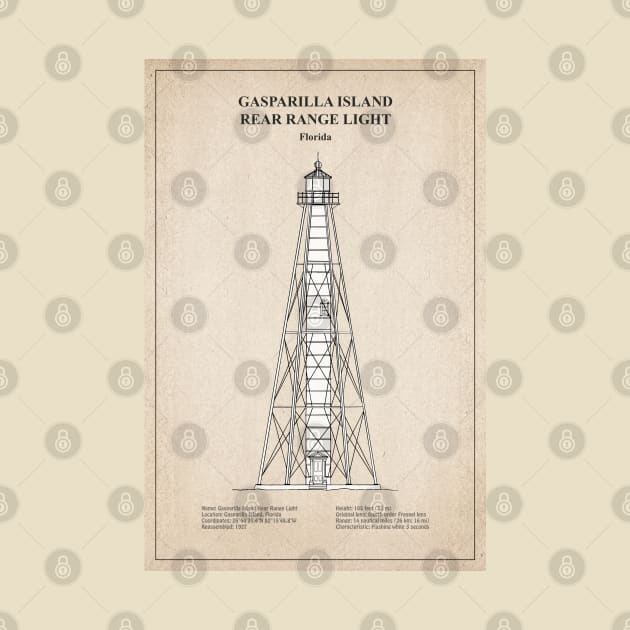 Gasparilla Island Rear Range Light - Boca Grande Lighthouse - Florida - SBD by SPJE Illustration Photography