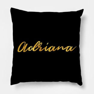 Adriana Name Hand Lettering in Faux Gold Letters Pillow