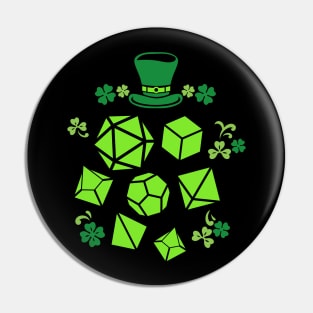 Green Polyhedral Dice Set of St Patrick Pin